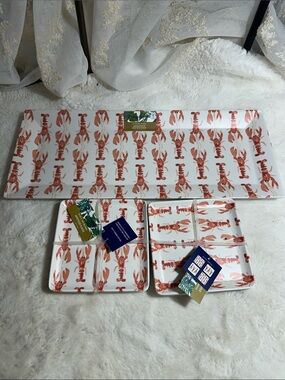 Tommy Bahama lobster serving platter and set of 8 appetizer plates
